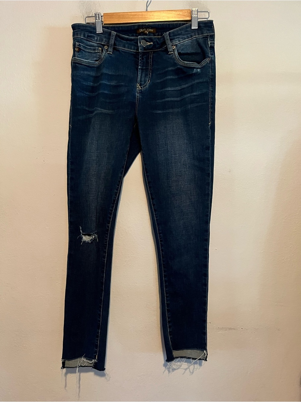 Dear JohnDark Wash Women’s Skinny Jeans - Distressed Hem Size 6/28